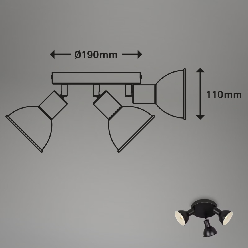Briloner 2674-035 - Kohdevalo RETRO 3xE14/25W/230V musta