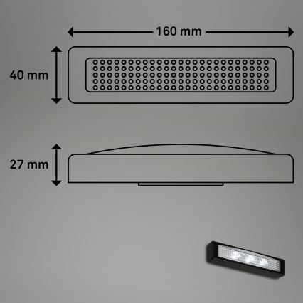 Briloner 2689-035 - LED Kosketussuuntavalo LERO LED/0,18W/3xAAA musta