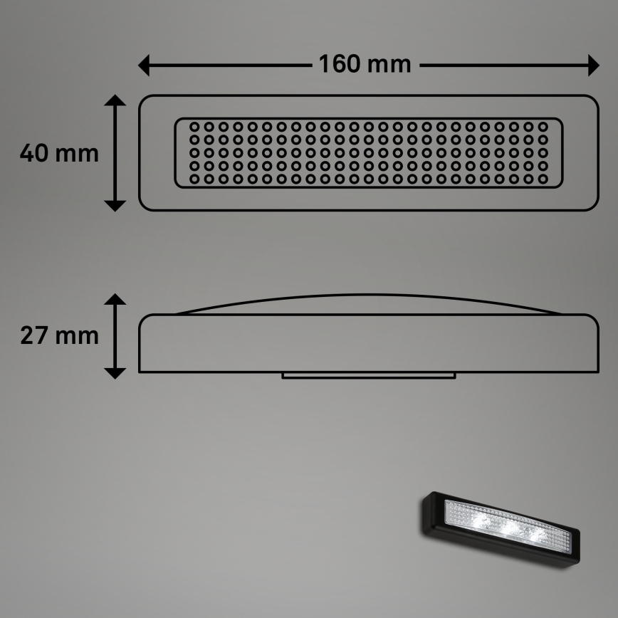 Briloner 2689-035 - LED Kosketussuuntavalo LERO LED/0,18W/3xAAA musta