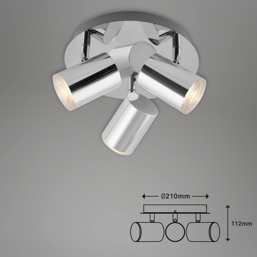 Briloner 2731-038 - CUP-kohdevalaisin 3xGU10/5W/230V kiiltävä kromi