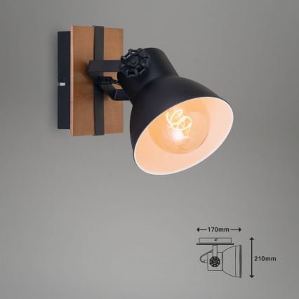 Briloner 2742-015 - Seinäkohdevalo RETRO 1xE27/25W/230V musta