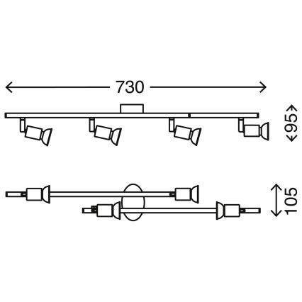 Briloner 2767-042 - LED-kohdevalaisin SIMPLE 4xGU10 / 3W / 230V