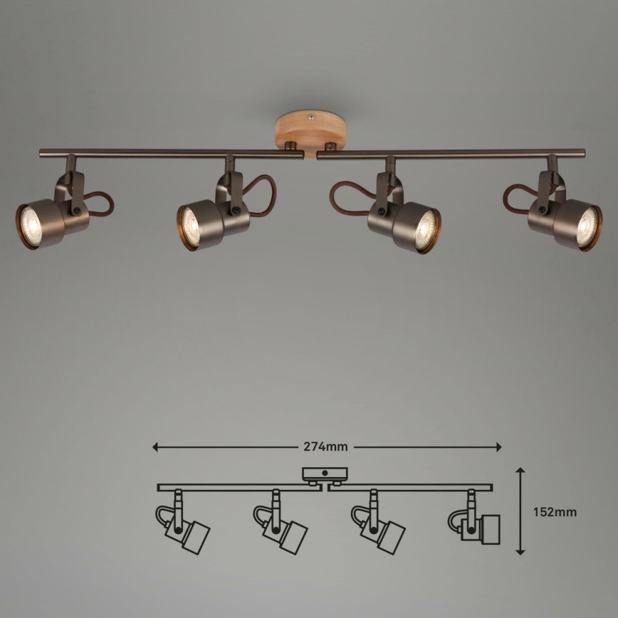 Briloner 2872-045 - LED-kohdevalaisin TAHUN 4xGU10/5W/230V 3000K ruskea