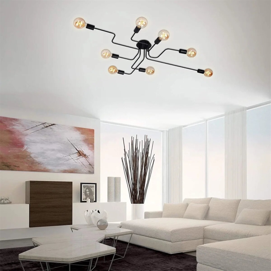 Briloner 2888-085 - Kiinteä kattokruunu FARETTO 8xE27/60W/230V musta