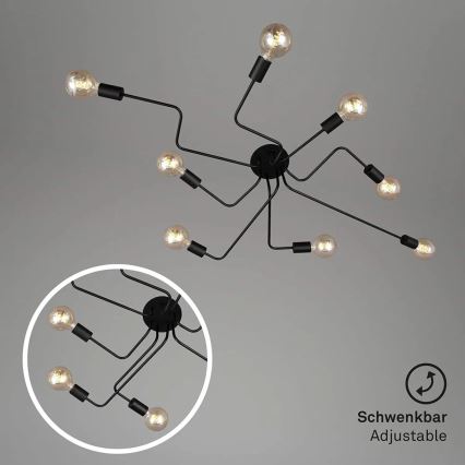 Briloner 2888-085 - Kiinteä kattokruunu FARETTO 8xE27/60W/230V musta