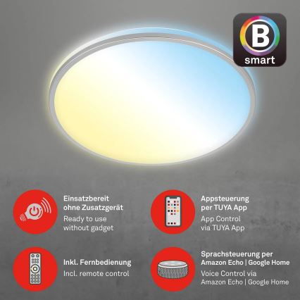 Briloner 3065-014 - himmennettävä LED-kattovalaisin IVY LED/42W/230V Wi-Fi Tuya, halkaisija 49 cm + kaukosäädin