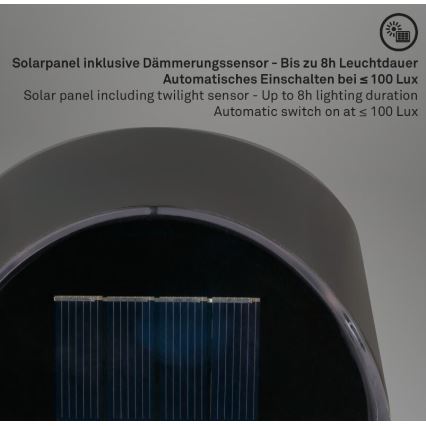 Briloner 3133015 - LED-aurinkoseinävalaisin LED/2W/3,7V IP44 3000K 300 mAh