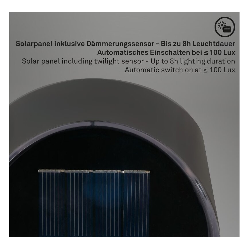 Briloner 3133015 - LED-aurinkoseinävalaisin LED/2W/3,7V IP44 3000K 300 mAh