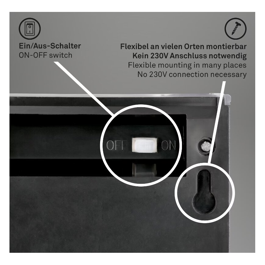 Briloner 3133015 - LED-aurinkoseinävalaisin LED/2W/3,7V IP44 3000K 300 mAh
