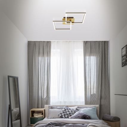Briloner 3210-017 - LED himmennettävä kattovalaisin FRAME 2xLED/11W/230V kulta