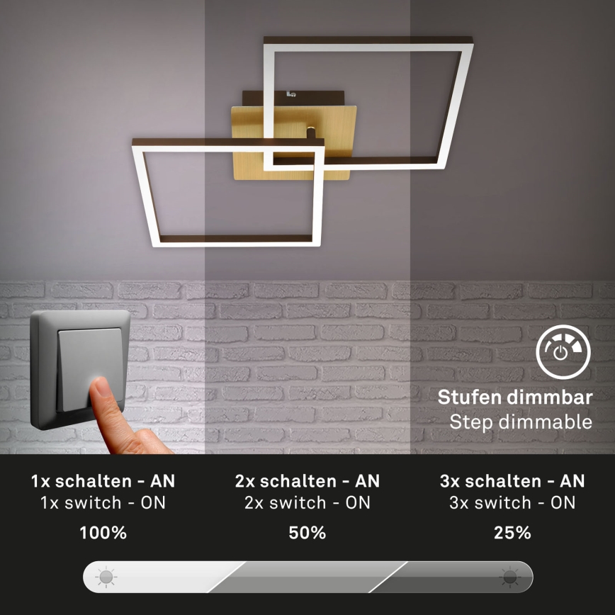 Briloner 3210-017 - LED himmennettävä kattovalaisin FRAME 2xLED/11W/230V kulta