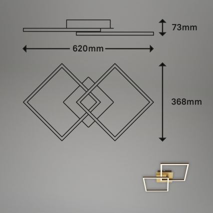 Briloner 3210-017 - LED himmennettävä kattovalaisin FRAME 2xLED/11W/230V kulta