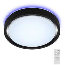 Briloner 3227-015 - Himmennettävä LED-RGB-kattovalaisin anturilla TALENA LED/24W/230V musta + kauko-ohjaus