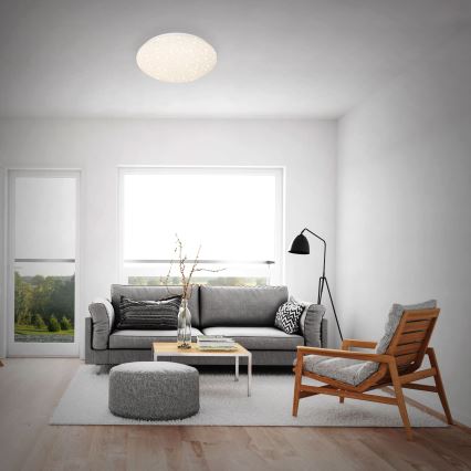 Briloner 3373-016 - LED-himmennettävä kattovalaisin STARRY LED/15W/230V 3000-6500K halkaisija 28 cm valkoinen + kaukosäädin