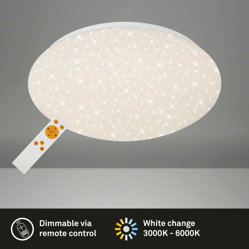 Briloner 3373-016 - LED-himmennettävä kattovalaisin STARRY LED/15W/230V 3000-6500K halkaisija 28 cm valkoinen + kaukosäädin