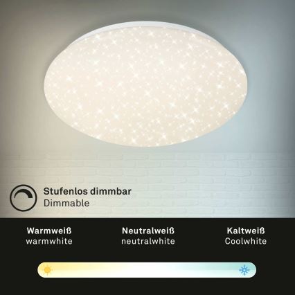 Briloner 3373-016 - LED-himmennettävä kattovalaisin STARRY LED/15W/230V 3000-6500K halkaisija 28 cm valkoinen + kaukosäädin