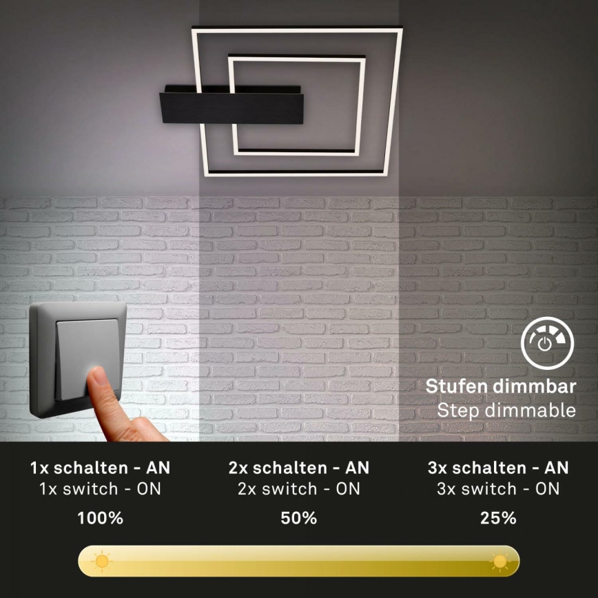 Briloner 3545-015 - Himmennettävä LED-kattovalaisin NICO LED/25W/230V musta