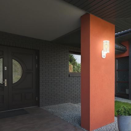 Briloner 3628-016 - Ulkoseinävalaisin KAIRO sensorilla 1xE27/12W/230V IP44 valkoinen