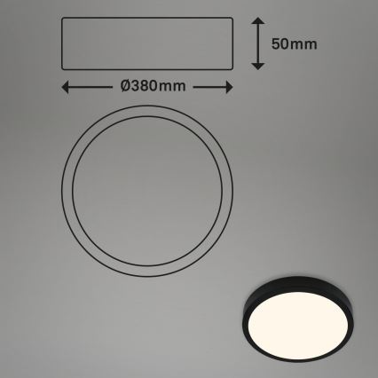 Briloner 3703-015 - LED-kattovalaisin RUNA LED/24W/230V 3000K halkaisija 38 cm musta