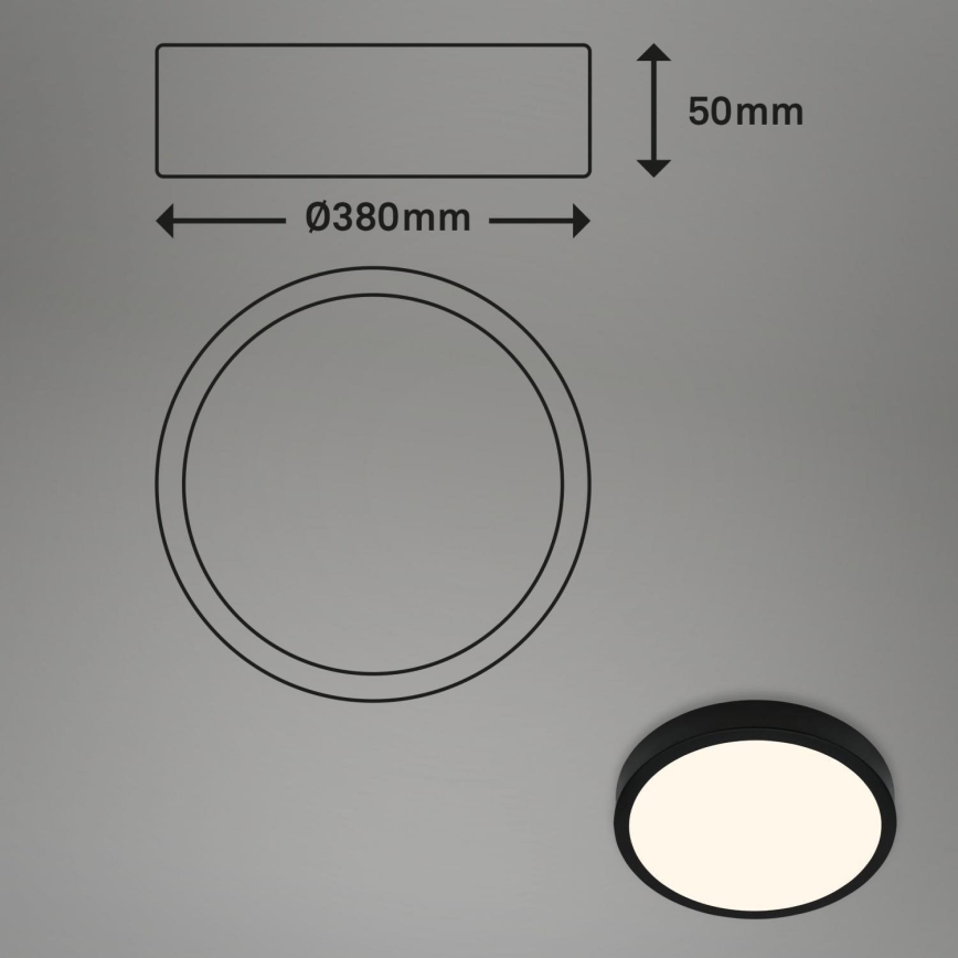 Briloner 3703-015 - LED-kattovalaisin RUNA LED/24W/230V 3000K halkaisija 38 cm musta