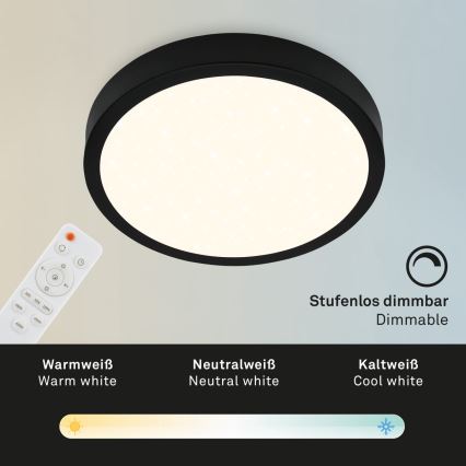 Briloner 3704-015 - Himmennettävä LED-kattovalaisin RUNA LED/22W/230V 2700-6500K musta + kauko-ohjaus