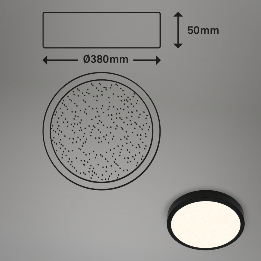 Briloner 3704-015 - Himmennettävä LED-kattovalaisin RUNA LED/22W/230V 2700-6500K musta + kauko-ohjaus