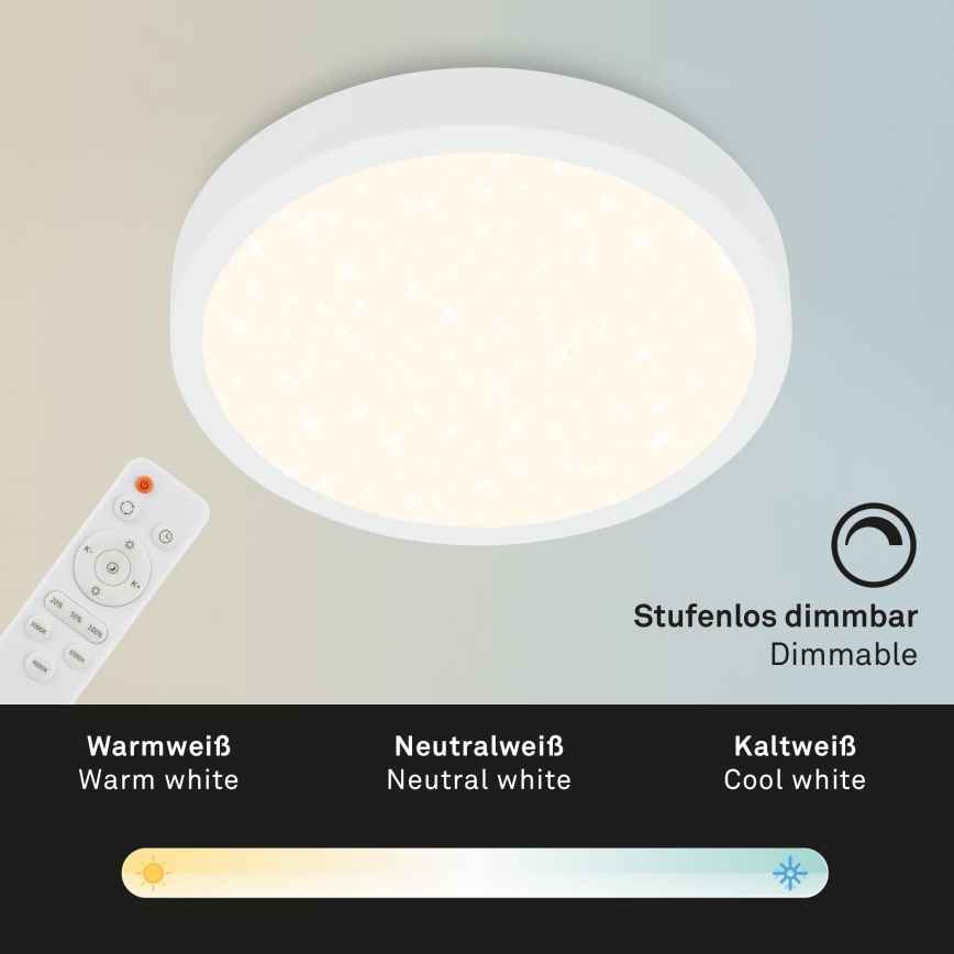 Briloner 3704-016 - Himmennettävä LED-kattovalaisin RUNA LED/22W/230V 2700-6500K valkoinen + kauko-ohjaus