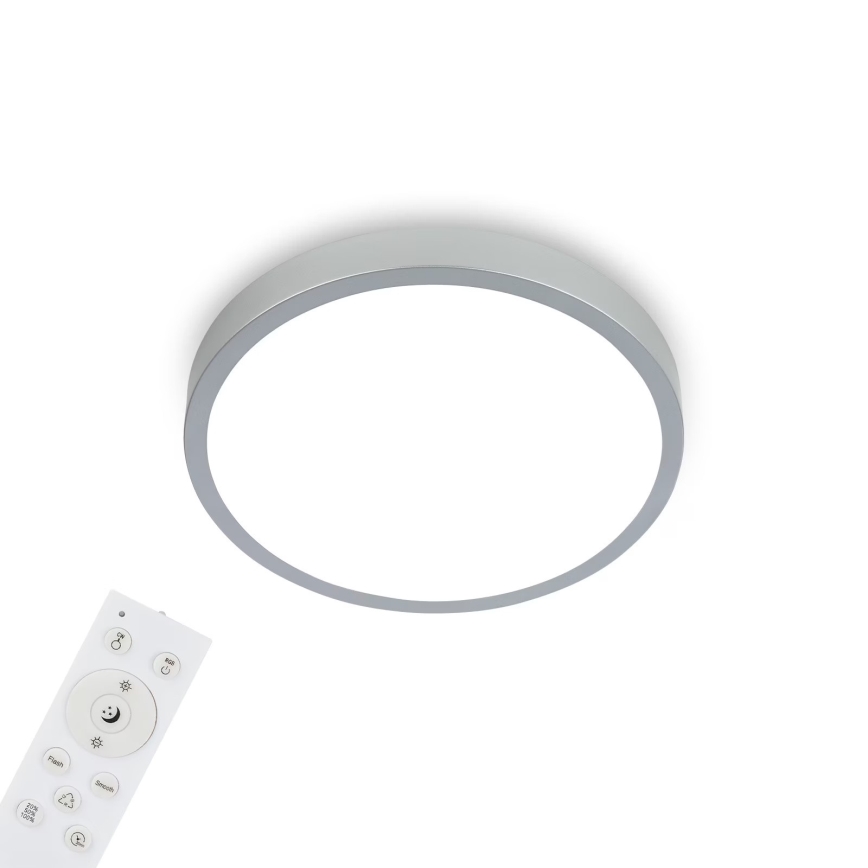 Briloner 3709-014 - LED RGBW Himmennettävä kattovalo LED/22W/230V 4000K halkaisija 38 cm hopea + kauko-ohjaus