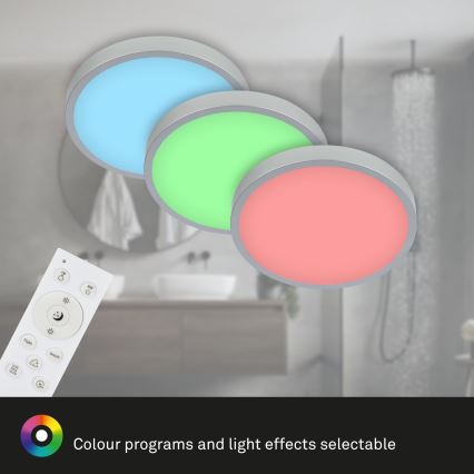 Briloner 3709-014 - LED RGBW Himmennettävä kattovalo LED/22W/230V 4000K halkaisija 38 cm hopea + kauko-ohjaus