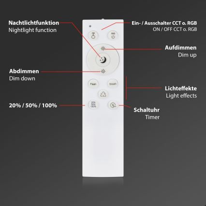 Briloner 3709-014 - LED RGBW Himmennettävä kattovalo LED/22W/230V 4000K halkaisija 38 cm hopea + kauko-ohjaus