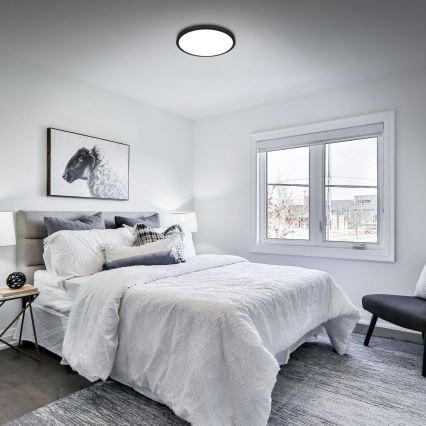 Briloner 3709-015 - LED RGBW Himmennettävä kattovalo LED/22W/230V 4000K halkaisija 38 cm musta + kauko-ohjaus