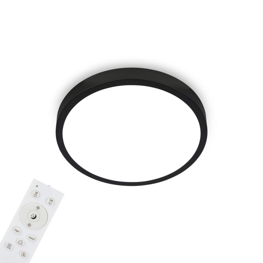 Briloner 3709-015 - LED RGBW Himmennettävä kattovalo LED/22W/230V 4000K halkaisija 38 cm musta + kauko-ohjaus