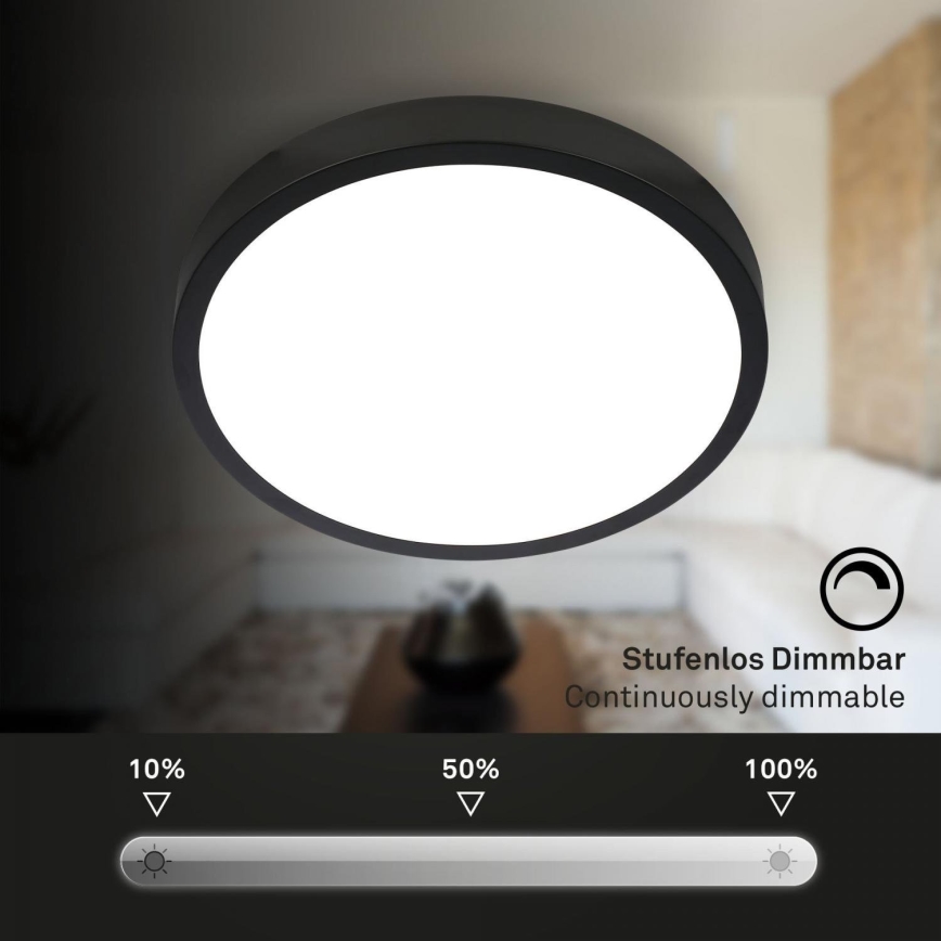 Briloner 3709-015 - LED RGBW Himmennettävä kattovalo LED/22W/230V 4000K halkaisija 38 cm musta + kauko-ohjaus