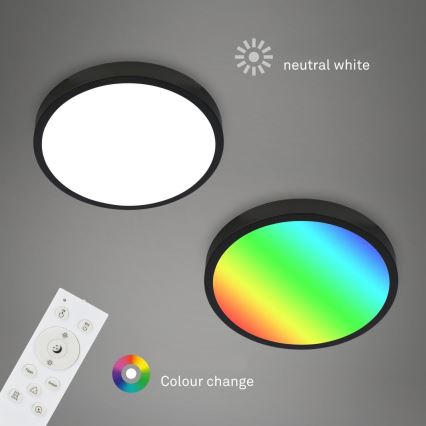 Briloner 3709-015 - LED RGBW Himmennettävä kattovalo LED/22W/230V 4000K halkaisija 38 cm musta + kauko-ohjaus