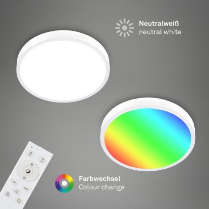 Briloner 3709-016 - LED RGBW Himmennettävä kattovalo LED/22W/230V 4000K halkaisija 38 cm valkoinen + kauko-ohjaus