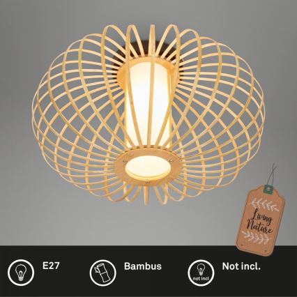 Briloner 3759011 - Kattovalo 1xE27/10W/230V halkaisija 40 cm bambu