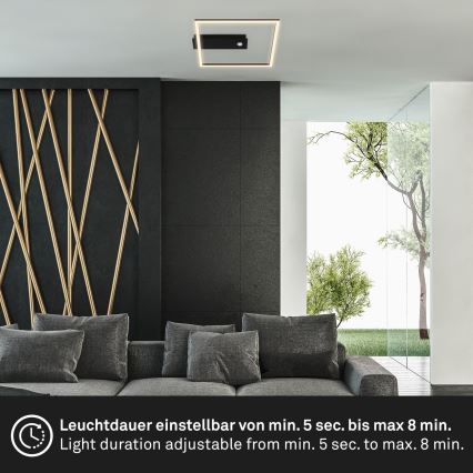 Briloner 3770-015 - LED-kattovalaisin liike- ja hämärätunnistimella FRAME LED/14W/230V 3000K 30x32 cm musta
