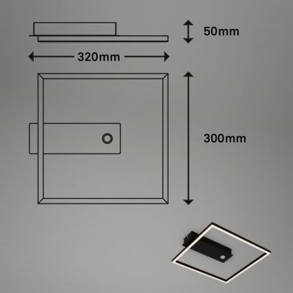 Briloner 3770-015 - LED-kattovalaisin liike- ja hämärätunnistimella FRAME LED/14W/230V 3000K 30x32 cm musta