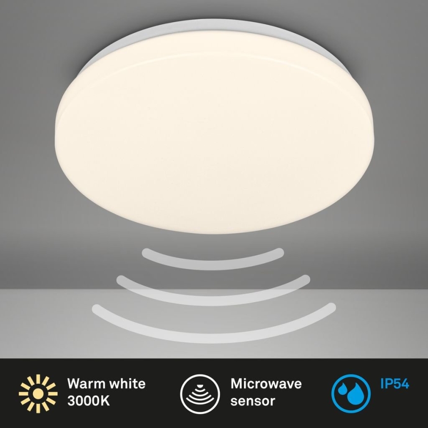 Briloner 3827-016 - LED-kylpyhuoneen kattovalaisin anturilla WALK LED/13W/230V IP54 halkaisija 27 cm valkoinen