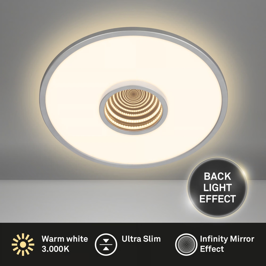 Briloner 3847014 - TORO LED -kattovalaisin, 18 W/230 V, Ø 42 cm, mattakromi