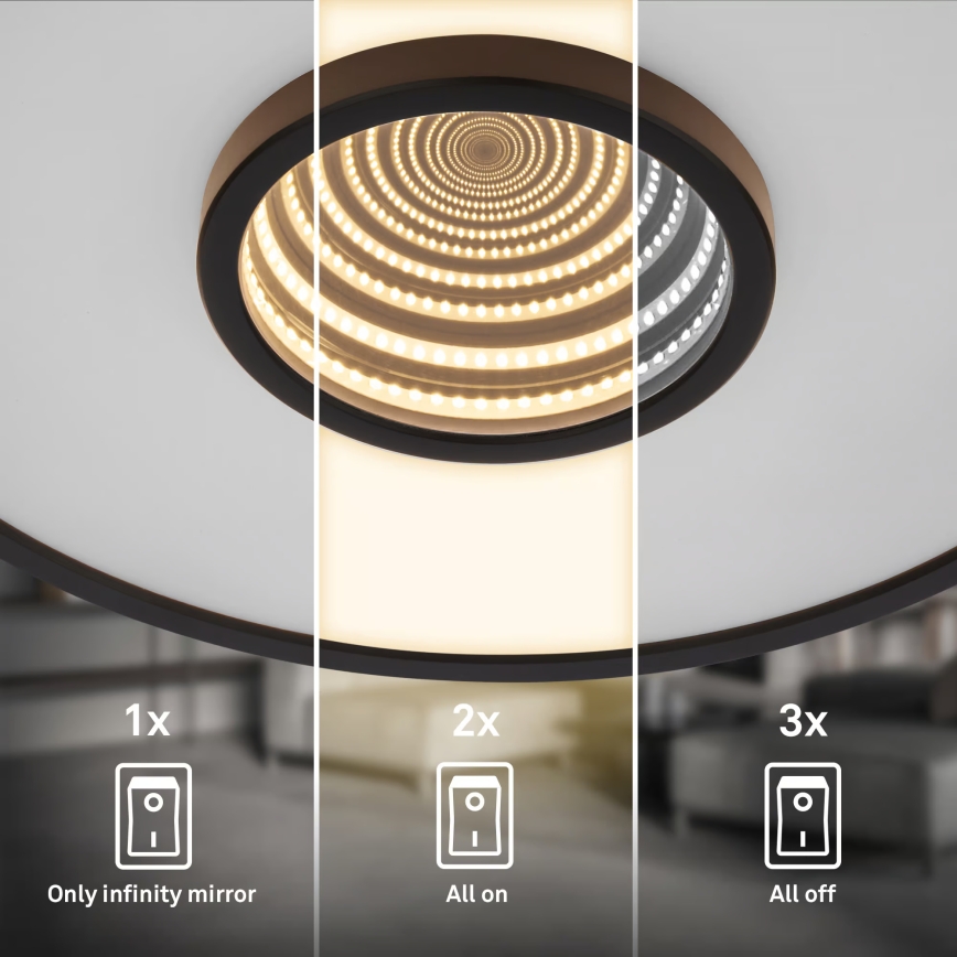 Briloner 3847015 - LED-kattovalaisin TORO, 18 W (230 V), halkaisija 42 cm, musta