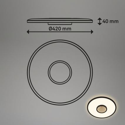 Briloner 3847015 - LED-kattovalaisin TORO, 18 W (230 V), halkaisija 42 cm, musta