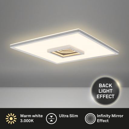 Briloner 3848014 - TORO LED-kattovalaisin, 18 W, 230 V, 42 x 42 cm, mattakromi