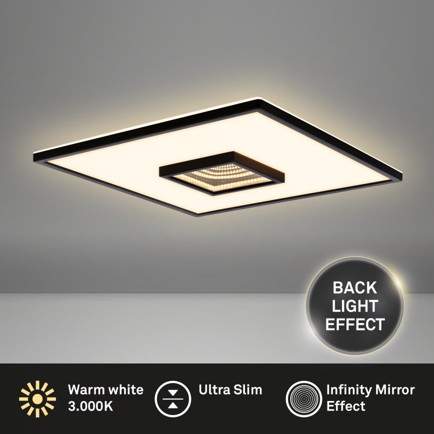 Briloner 3848015 - LED kattovalaisin TORO LED/18W/230V 42x42 cm musta