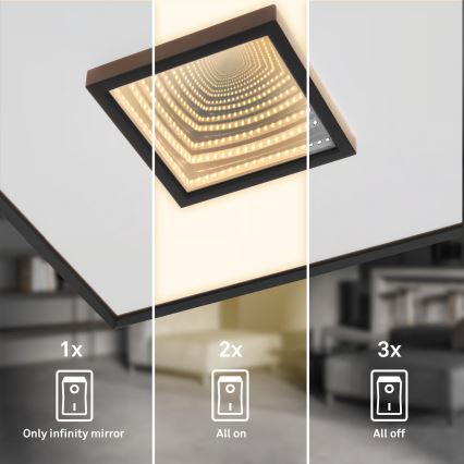 Briloner 3848015 - LED kattovalaisin TORO LED/18W/230V 42x42 cm musta