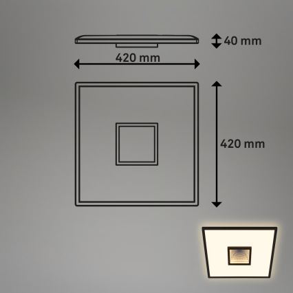 Briloner 3848015 - LED kattovalaisin TORO LED/18W/230V 42x42 cm musta