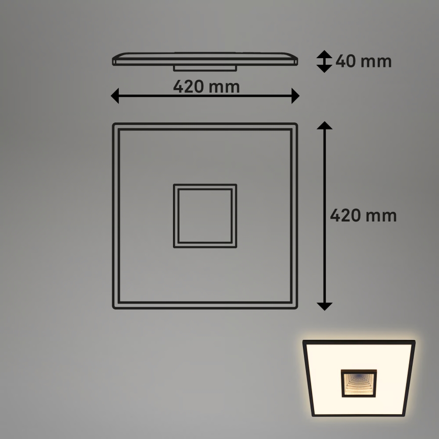 Briloner 3848015 - LED kattovalaisin TORO LED/18W/230V 42x42 cm musta