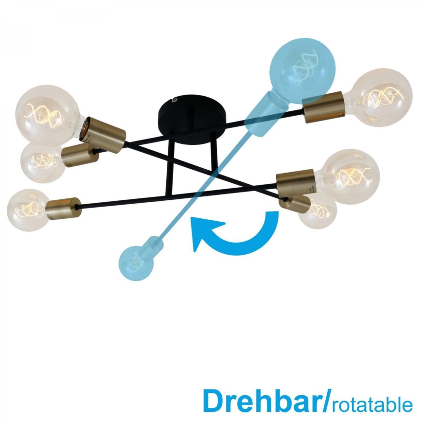 Briloner 3868-065 - Kiinteä kattokruunu BLACK STEEL 6xE27/60W/230V