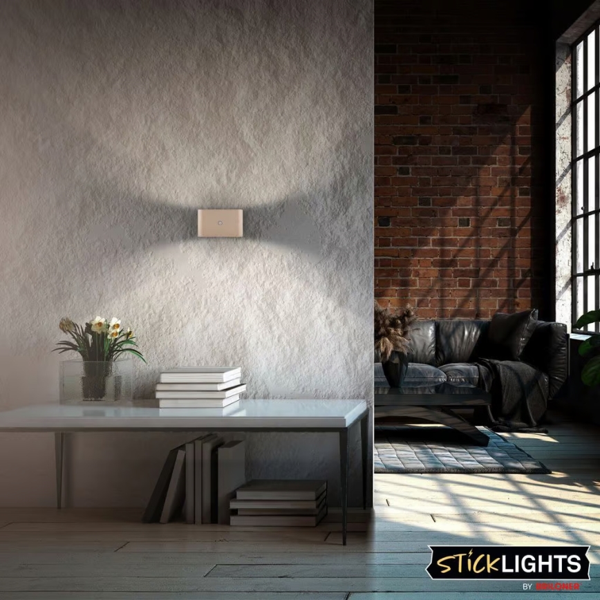 Briloner 3878011 - ladattava LED-seinävalaisin liiketunnistimella ja hämäräkytkimellä CHAT LED/3W/5V 2000 mAh beige