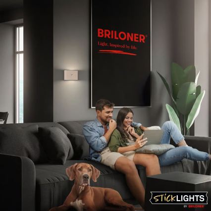 Briloner 3878011 - ladattava LED-seinävalaisin liiketunnistimella ja hämäräkytkimellä CHAT LED/3W/5V 2000 mAh beige